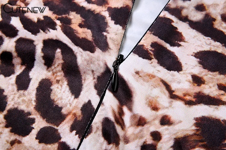 Popular Leopard Print Women Playsuit Autumn New Fashion Full Sleeve O-neck Skinny Stretch Rompers Mujer Street Clubwear