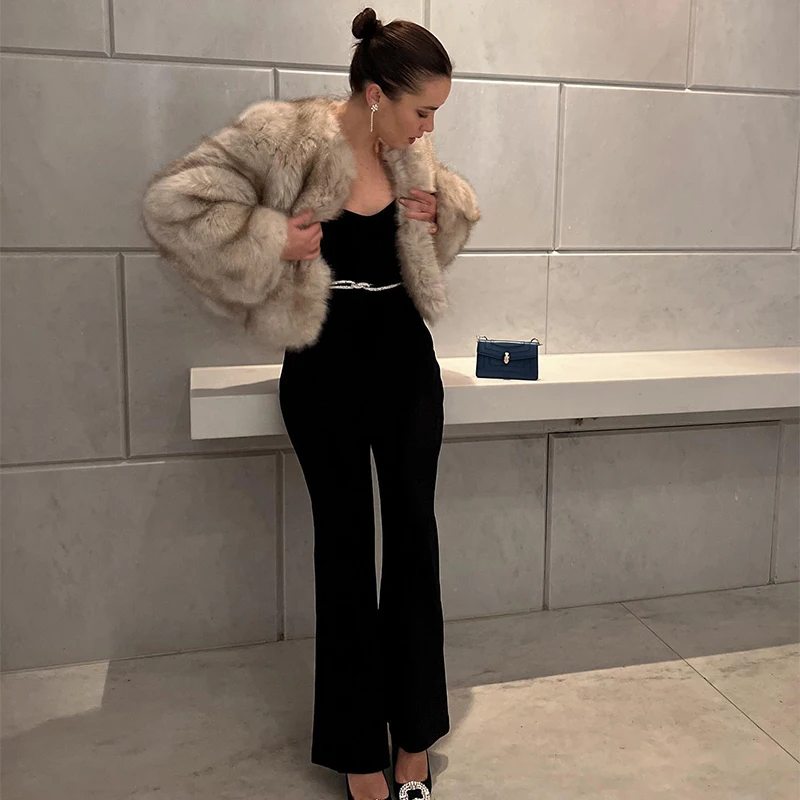 Chic Street Blogger Fashion Girls Winter Trendy Faux Raccoon Fox Fur Coat Jacket Women Thick Warm Cropped Fluffy Overcoats