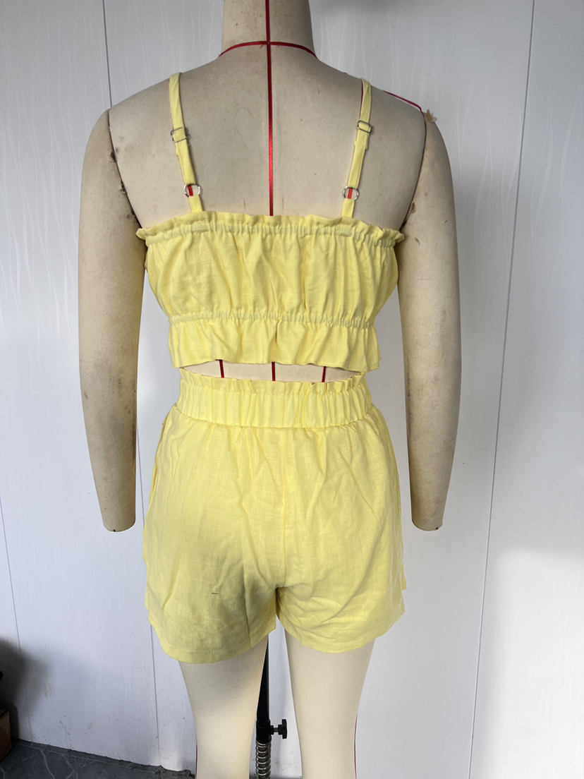 Sleeveless Sexy Suspender Shorts Two Piece Set Cool Feeling Comfort Casual Set