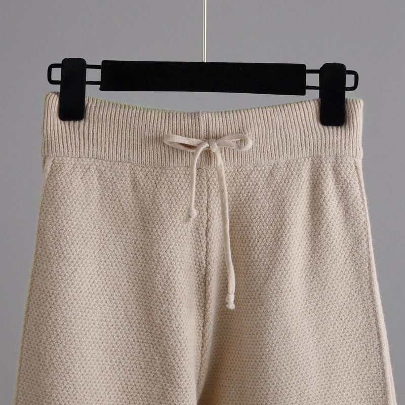 Autumn Winter Casual Knitting Work Pant Women Korean Loose Sweater Wide Leg Pants Pants Two Piece Set