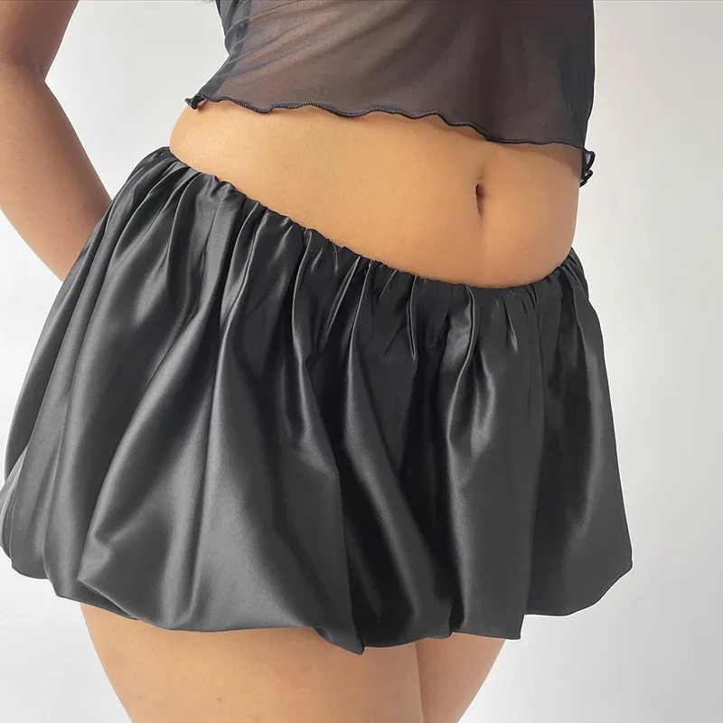 Folds Skirt Mini Skirt Women's Solid Elastic Waist Fashion Patchwork Ball Gown Summer New Mini Skirt Female