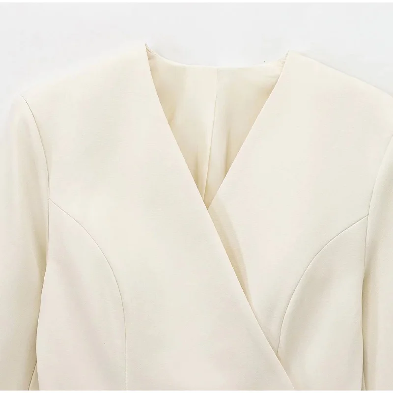 Slim Belt Blazer Coat For Women V Neck Buckle Long Sleeve Solid Suit Jacket 2025 Spring Lady Commute High Waisted Outwear New