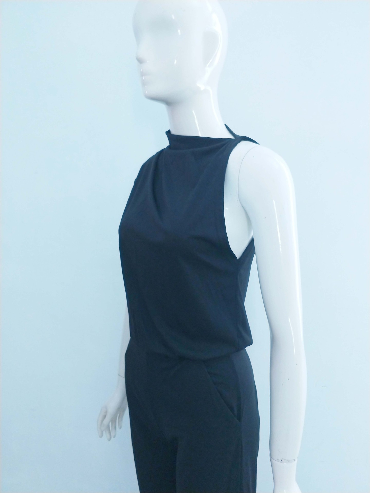 Women Pants Solid Color One Shoulder Pile Collar Jumpsuit Popular Dress Trousers