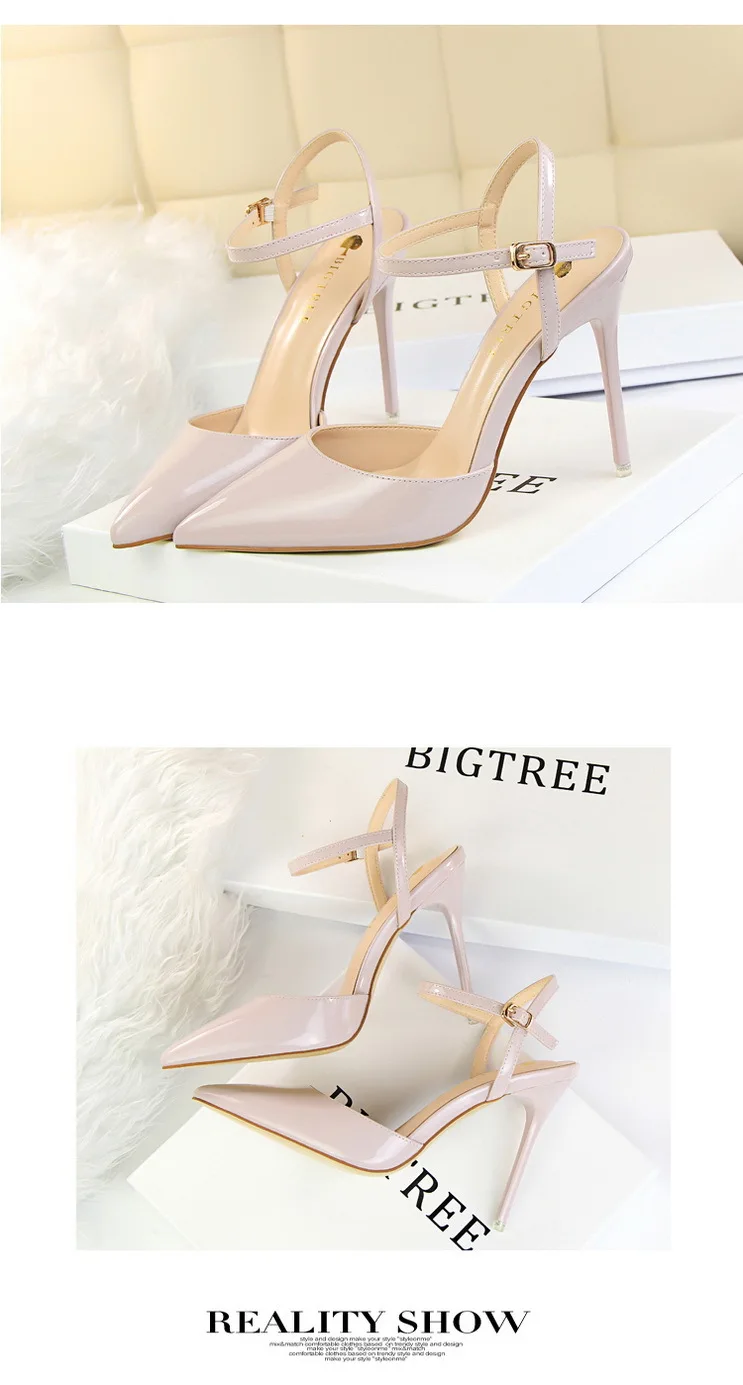 Shoes Fashion High Heels Shoes Patent Leather Woman Pumps Sexy Women Heels Blue Sliver Stiletto Heels Women Sandals