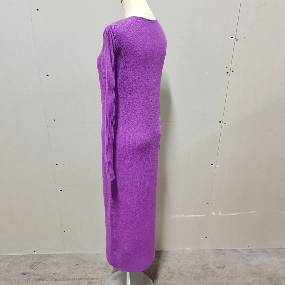 Spring New Knitted Sweater Dress V Neck Long Sleeve Bodycon Midi Dress Cardigan Knitwear Ladies Casual White Dresses 2025