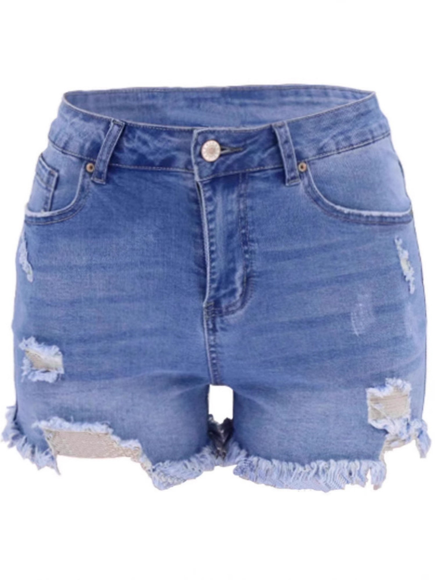 Hole Tassel High-waisted Stretch Washed Jeans