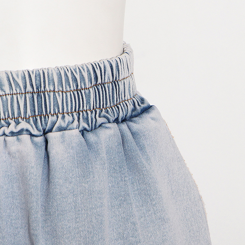 Sexy Pants Set Summer Tube Top Washed Blue Vest High Waist Long Wide Leg Jeans Women