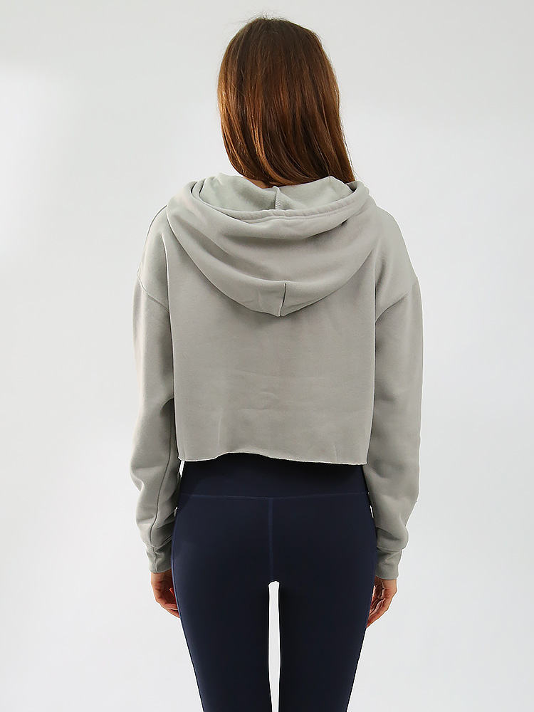 Women Sports Sweatshirt Autumn Winter Fleece-Lined Pullover Hoodie Personalized Bare Cropped Long Sleeved Top