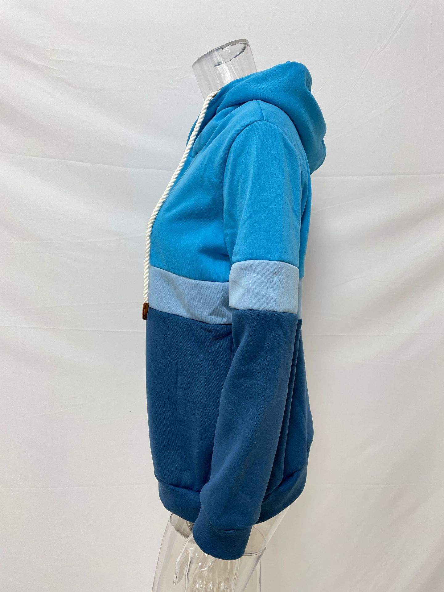 Women Sweatshirt Autumn Winter Solid Color Stitching Casual Pullover Hooded Sweatshirt for Women