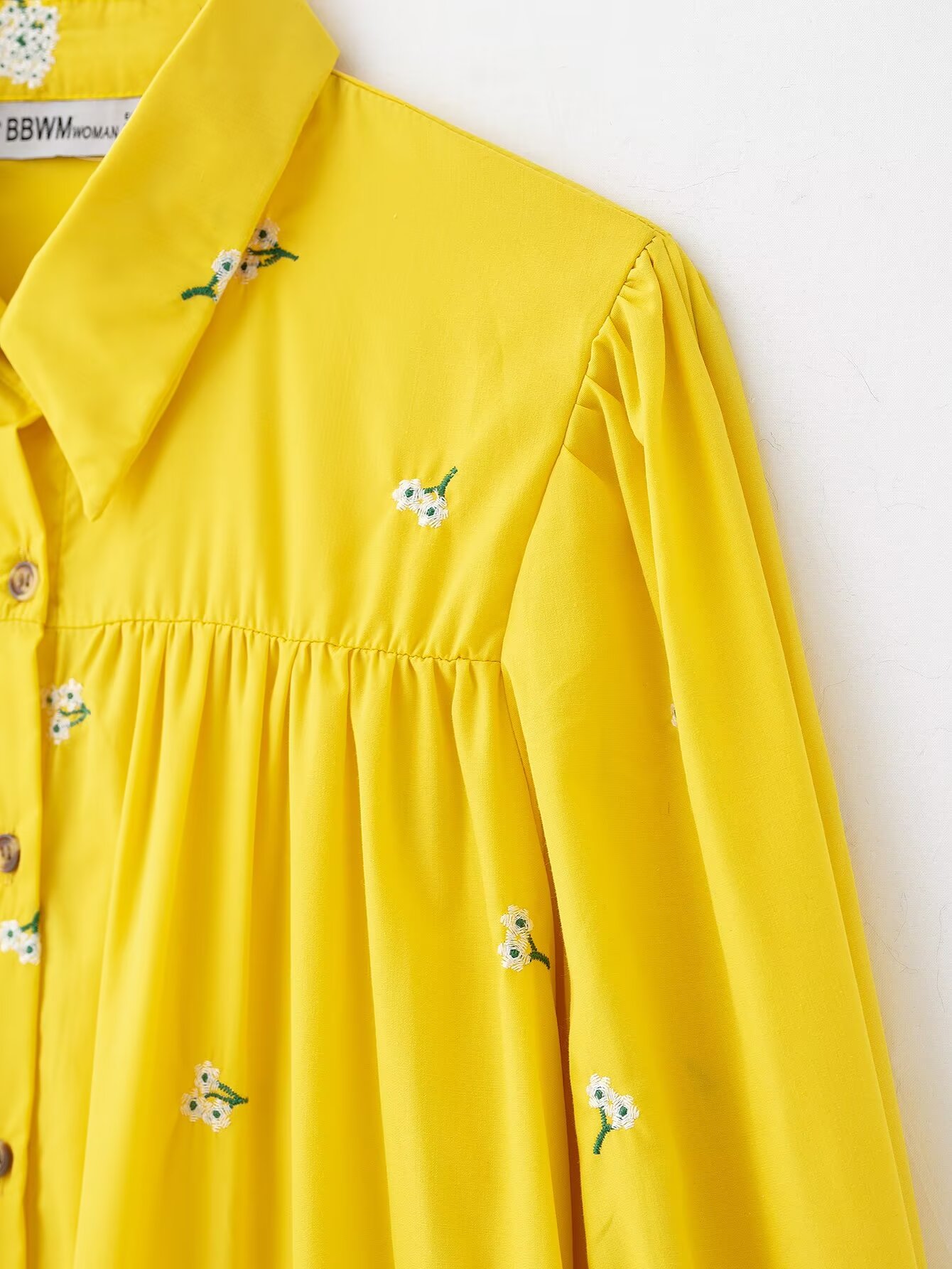Winter Women Casual Polo Collar Long Sleeve Single Breasted Embroidered Shirt Dress