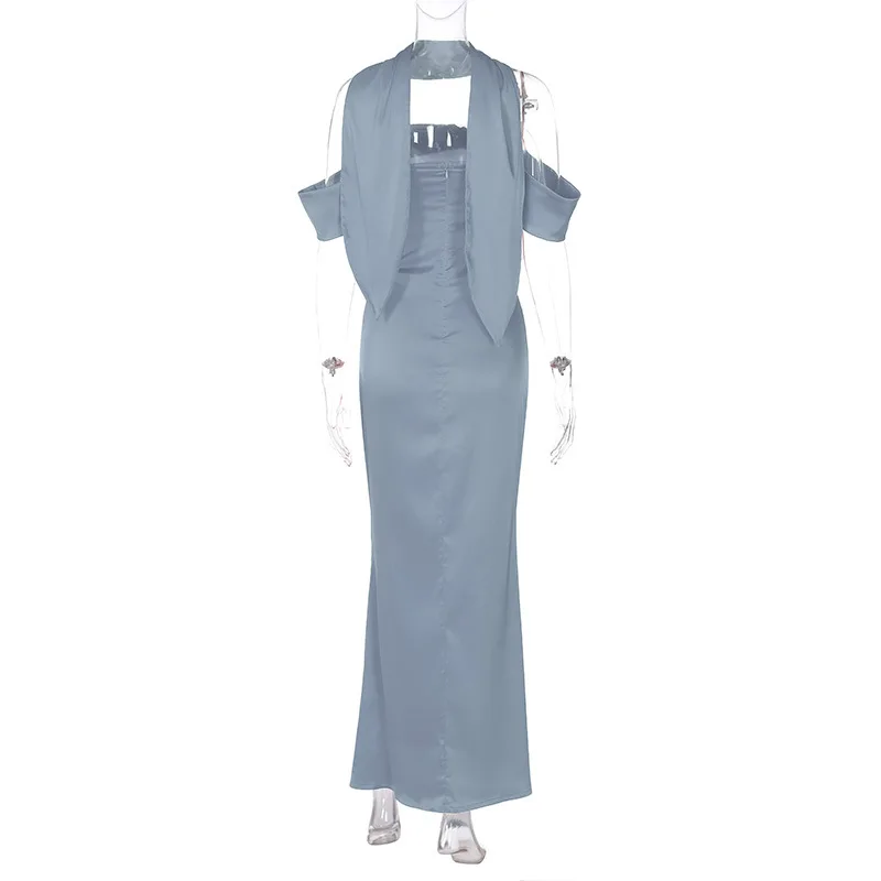 Sexy Backlesss Long Dress For Women Elegant Off Shoulder Sleeveless Dresses Lady Party Temperament Wedding Dress Woman