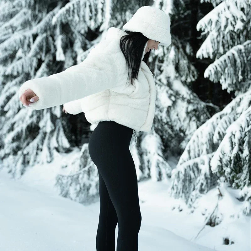 Winter Lamb Wool Zipper Women's Coat Thick Warm Plush Long Sleeve Stand Collar Loose Coat Female Lady Causal Fleece Outwear
