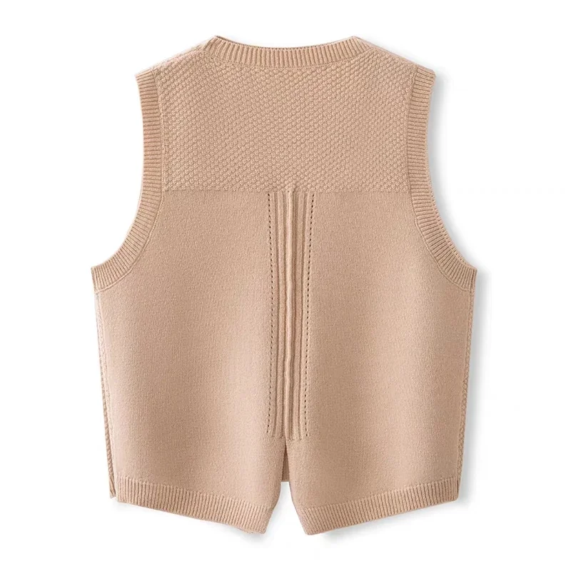 Women V-neck Sweater Vest Solid Sleeveless Preppy Style Sweet Knitted Vest Female Casual Pullover Waistcoat Fall Winter