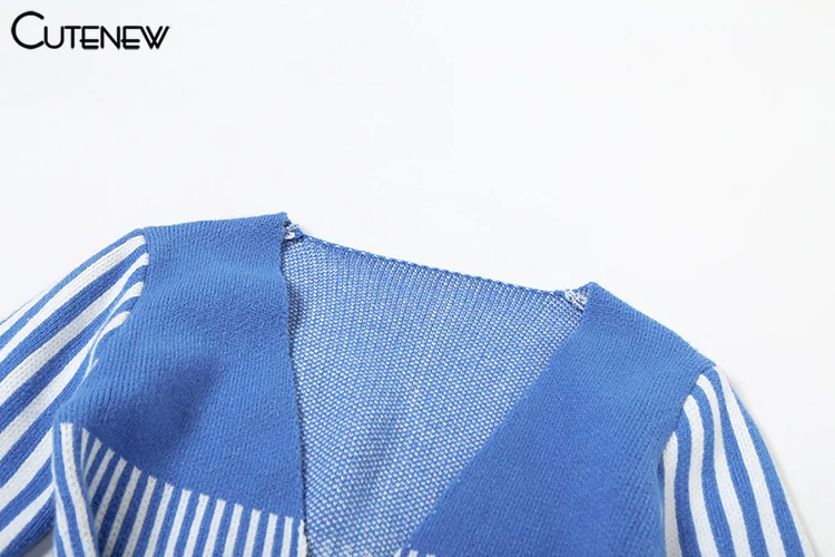 Stripe Knit Women Playsuits Classic Fashion Full Sleeve Low V-neck Bandage Slim Rompers Crochet Women Mujer Attirewear