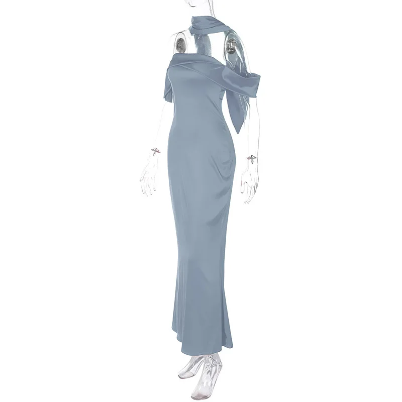 Sexy Backlesss Long Dress For Women Elegant Off Shoulder Sleeveless Dresses Lady Party Temperament Wedding Dress Woman