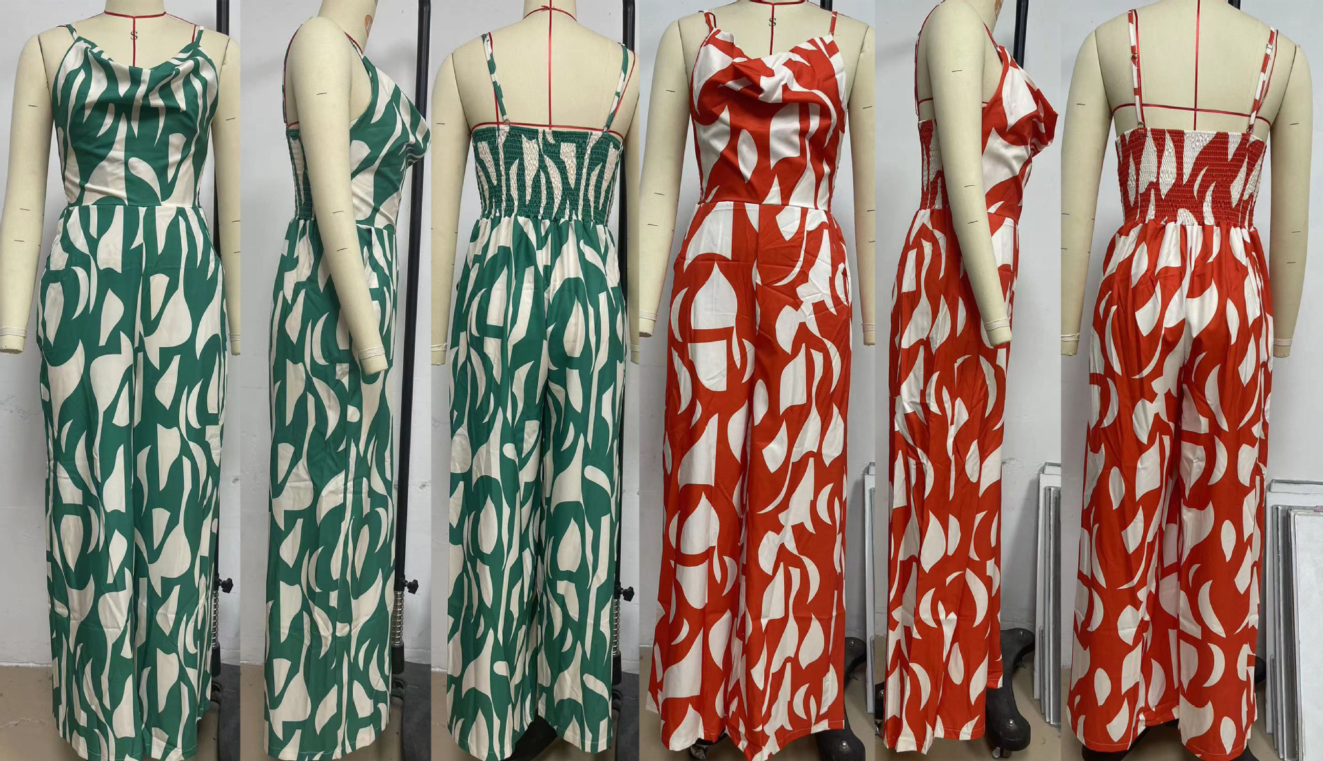 Women Clothing Office Sling One Piece Straight Leg Trousers