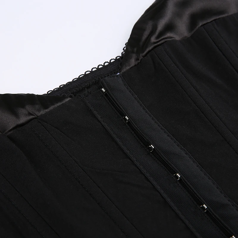 Black Elastic Women Corset Top Nightclub Sexy Fashion Buttons Tank Top Party Outfits Skinny Lady Camisole Streetwear