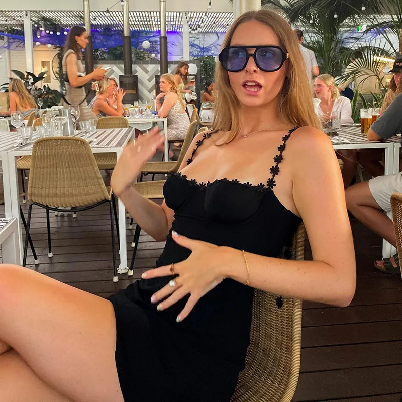 Splice Lace Sundress Woman Black Sexy Slim Backless Sleeveless Dresses Womens Party Bodycon Beach Sheath Dress Women 2025