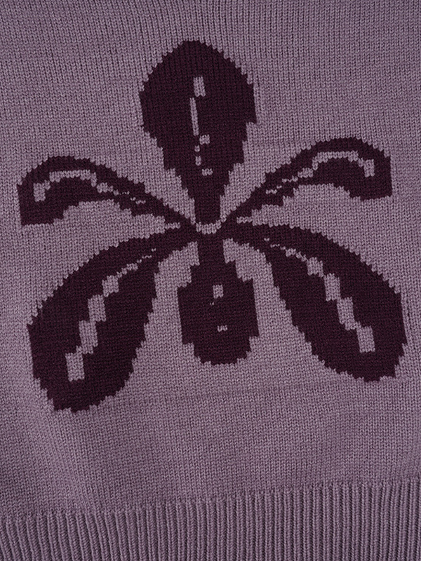 Flower Vintage Round Neck Knitted Sweater