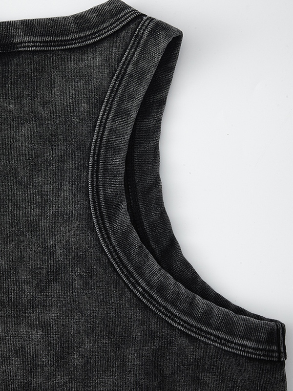 Short Washed Pleated Women Vest