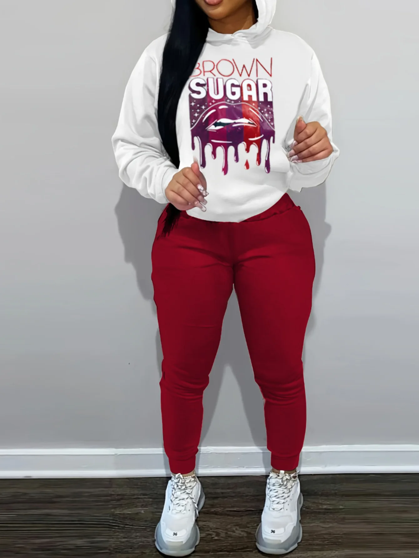 Autumn Winter 2pcs Set Letter Print Pocket Tracksuit Set Women Sportwear Fleece Hoodies Pullover Sweatshirts Pants Outfits