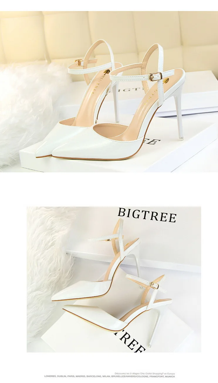 Shoes Fashion High Heels Shoes Patent Leather Woman Pumps Sexy Women Heels Blue Sliver Stiletto Heels Women Sandals