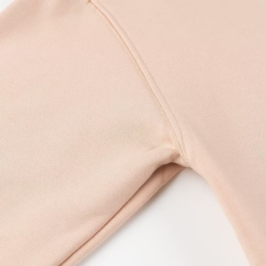 Autumn Winter Simple Loose Casual Half Turtleneck Fleece lined Solid Color Sweatshirt Sweatshirt Women
