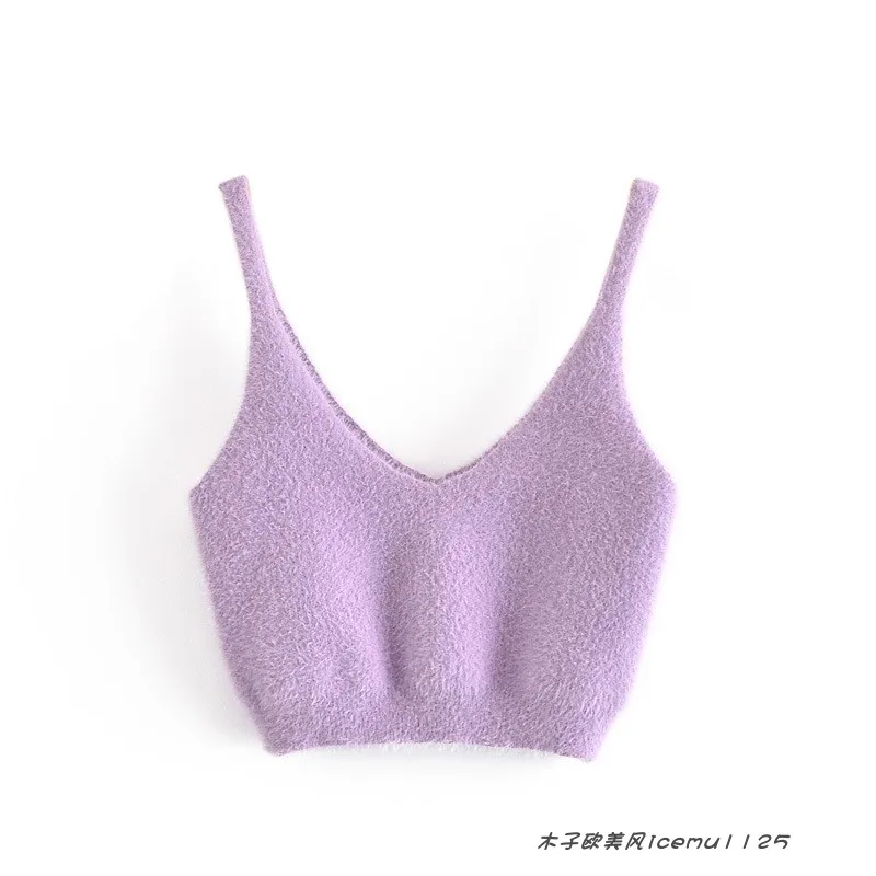 Women's 3-piece Set Korea Style White Cardigan Furry Single-breasted Button Tank Top Knitted Sweater Jumper Shorts Pants Set