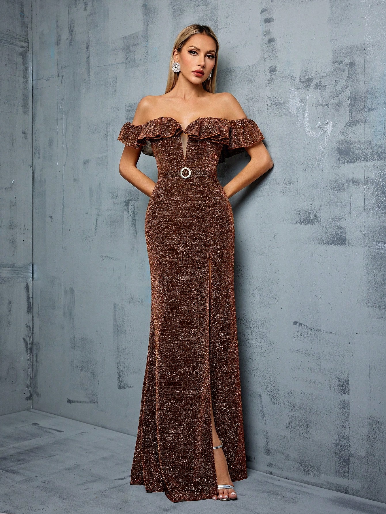Off Shoulder Evening Dress Waist Slimming Fishtail Dress Stage Host Hostess Annual Meeting Catwalk Dress Women