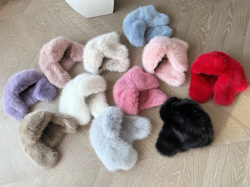 Winter Women Fluffy Furry Faux Fox Fur Bomber Hats Flaps Luxury Vintage Y2k Girls Warm Earflap Snow Ski Hat Caps Russian