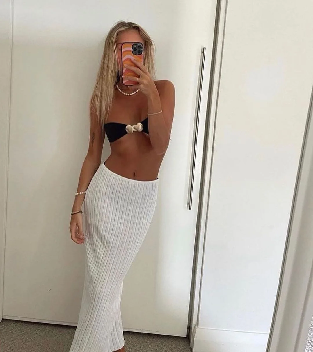 Summer Knit Long Skirt Women Sexy Holiday Party Beach Cove-Up Midi Skirts Dropped Waist See Through Wrap White Maxi Skirt