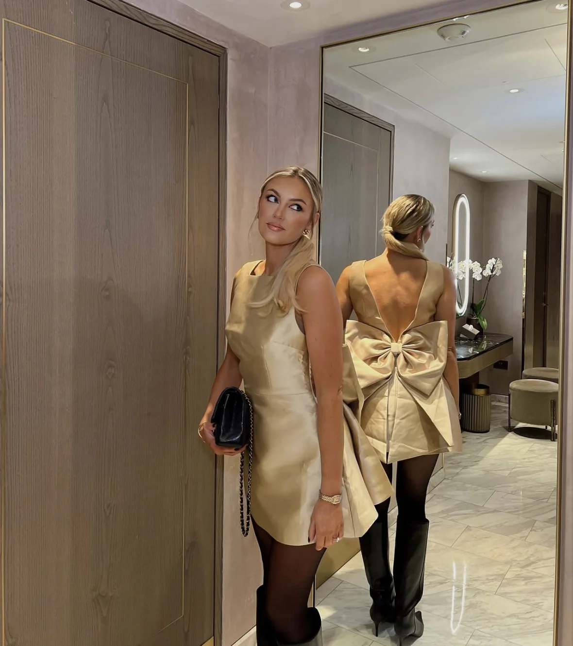 Elegant Backless Bows Dress For Women Christmas Party Dress 2025 Spring New Sleeveless High Waist Sexy Mini Dress Vestido
