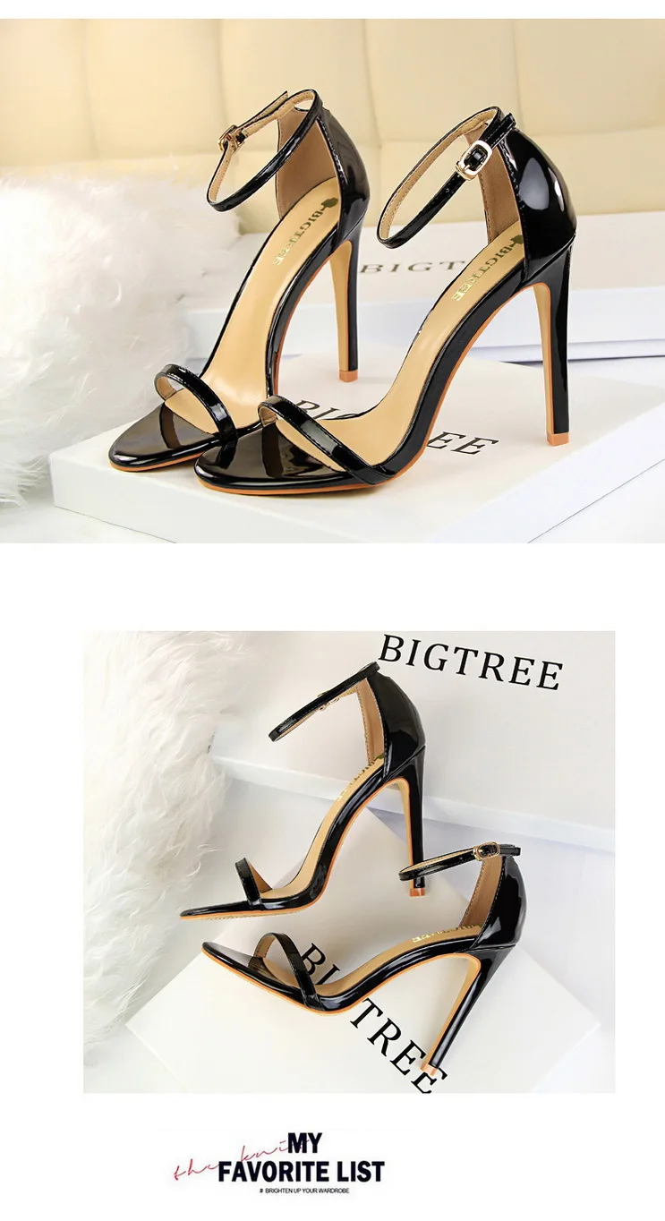 Shoes Super High Heels 11cm Women Shoes Patent Leather Woman Pumps Sexy Women Heels Stiletto Open Toe Ladies Shoes 2021