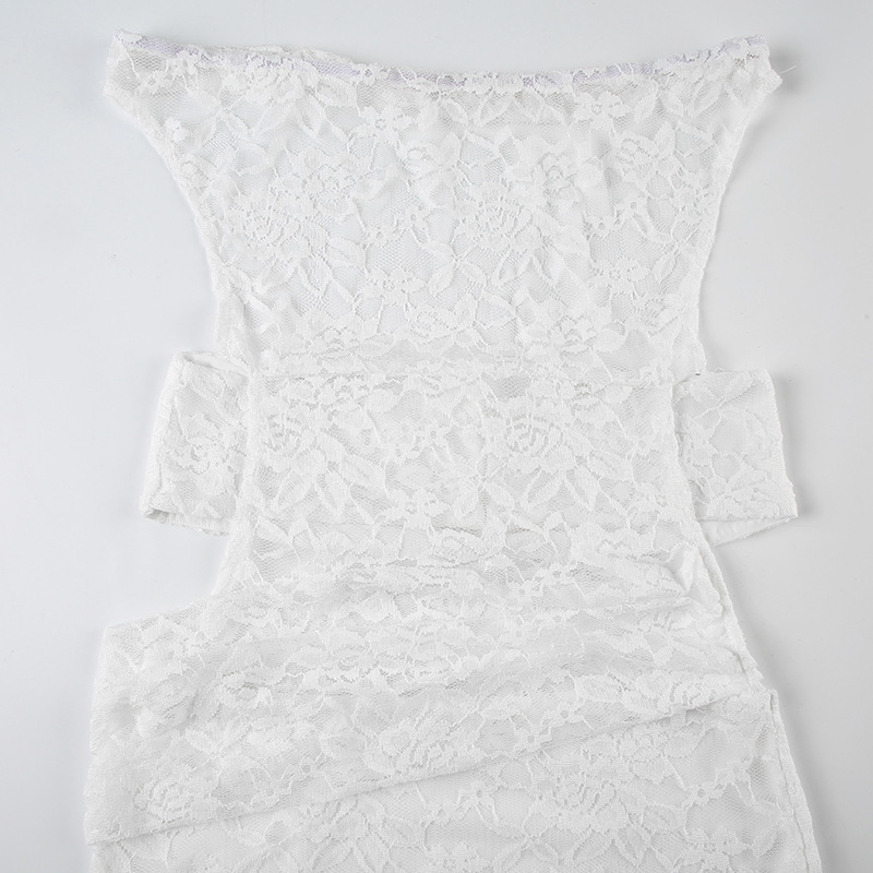 Hollow Out Cutout Slim Fit Hip Lace Maxi Dress See through Sexy off Shoulder Dress Women