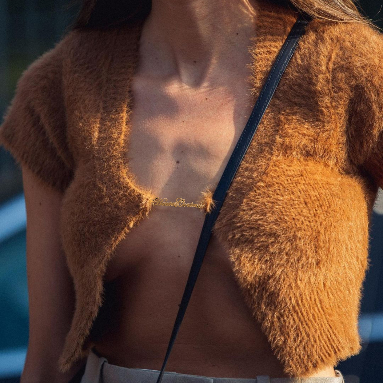 Chic Mini Cropped Cardigan Tops Sweater Short Sleeve Knit Mohair Lady Fashion Letters Chain Tank Tops For Women New 2025