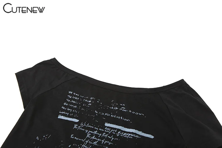 Fashion T-shirts Women Irregular Letter Print Summer Classic Short Sleeve Basic Fit Tees Female Wild Street Matching Top