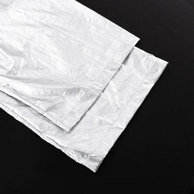 PU Silver Women Pants Autumn Winter High Waist Casual Loose Wide Leg Pant Femme Party Club Fashion Streetwear Woman 2025