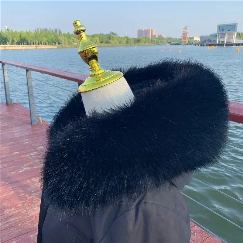 New Faux Fox Fur Collar Winter Women Fake Fur Scarf Shawls for Coat Warmer Decor Furry Hood Trims Parkas Jacket Fur Scarves