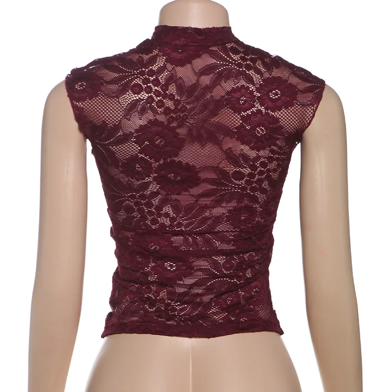 Sexy Hollow Out Printed Y2k Top Pullover For Women See-Through Slim Cropped Patchwork Contrast Streetwear Female Tank Top