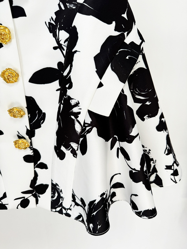 Star Tulip Waistline Rose Metal Buckle Printed Short Skirt Skirt