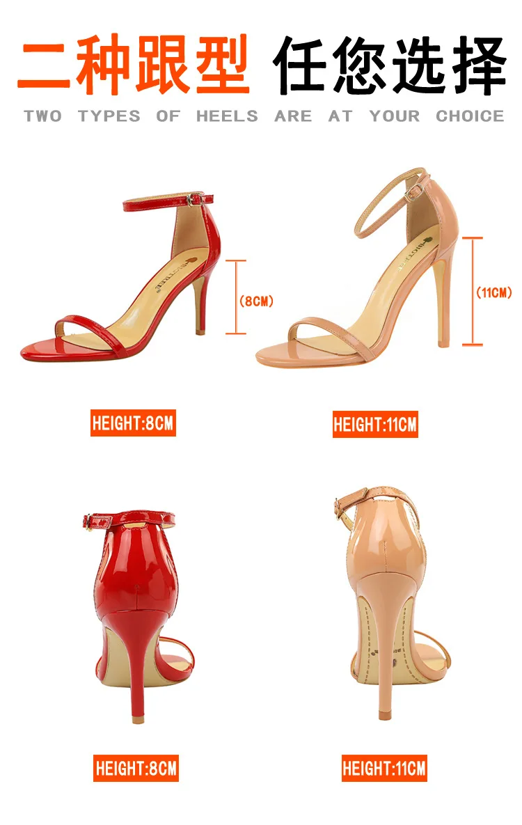 Shoes Super High Heels 11cm Women Shoes Patent Leather Woman Pumps Sexy Women Heels Stiletto Open Toe Ladies Shoes 2021