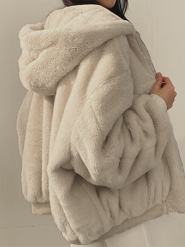 Reversible Oversize Fleece Hooded Jacket