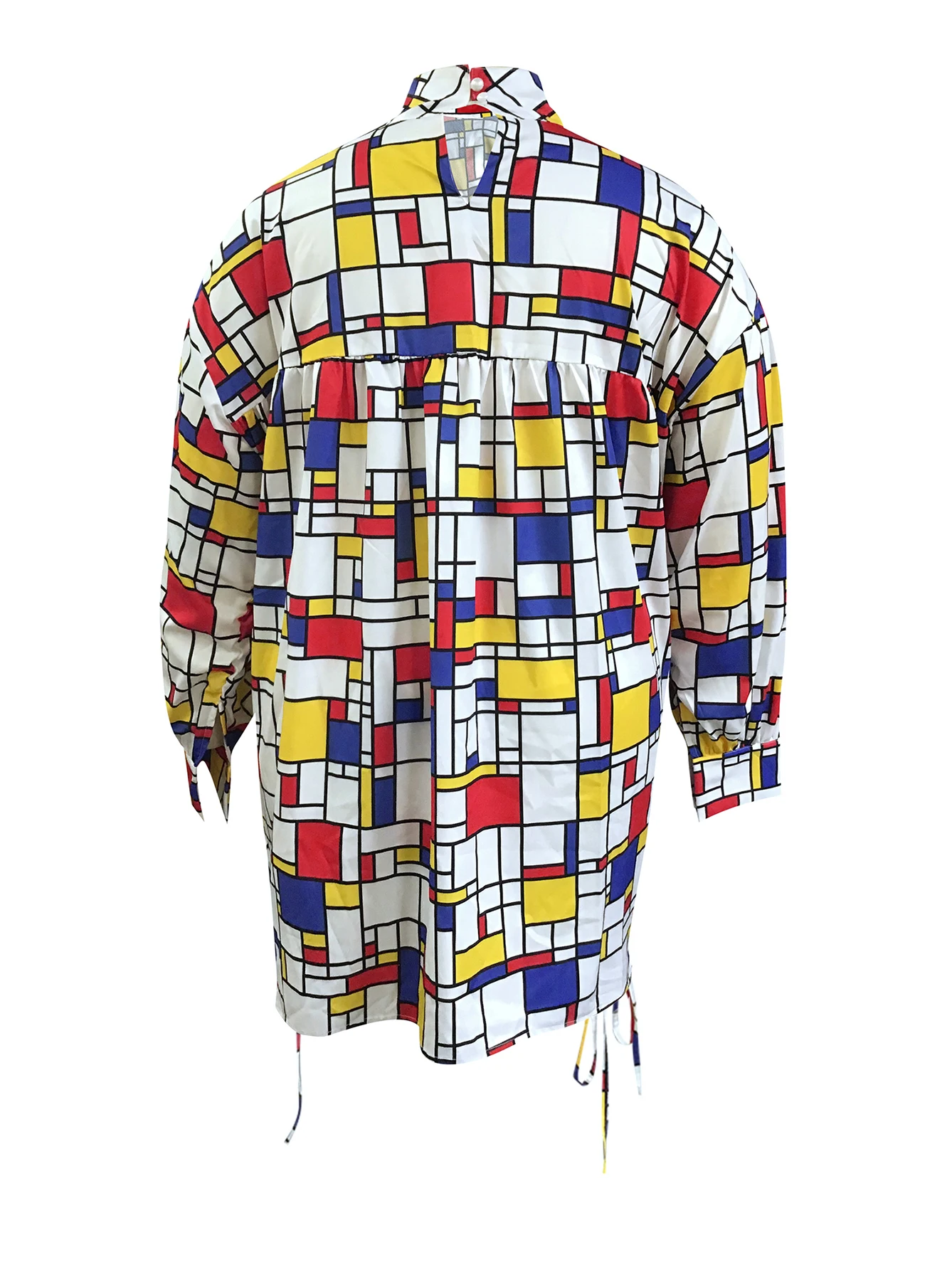 Plus Size Half Turtleneck Fold Design Shirt Dress Lantern Sleeve Loose Mock Neck Straight Drawstring Women's Dress