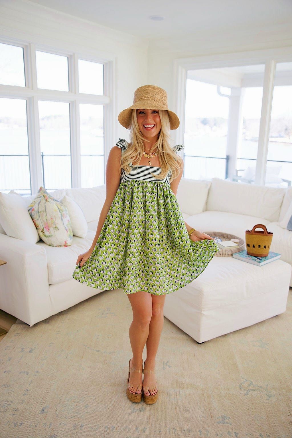 Spring Summer Women Clothing French Vintage Floral Printed Loose Casual Strap Dress