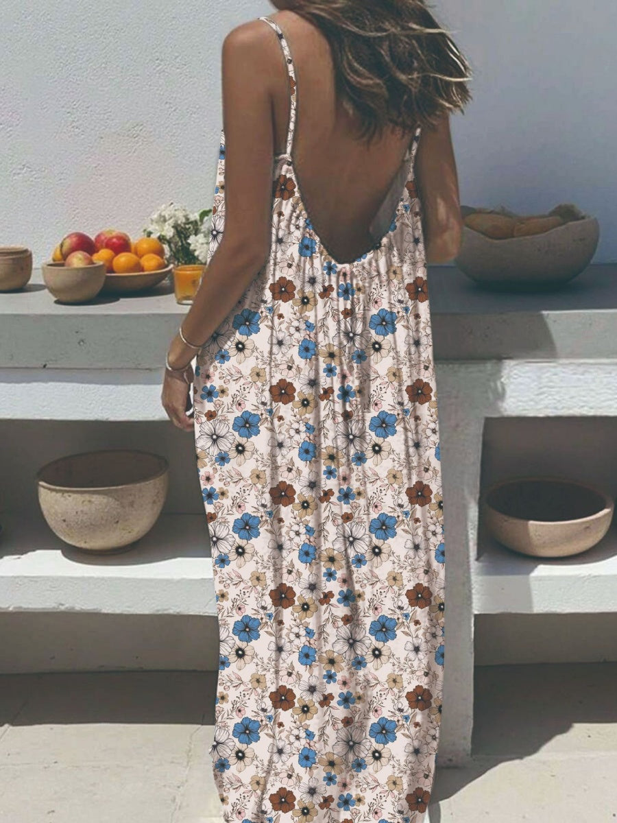 Vacation Halter-neck Backless Loose Long Dress