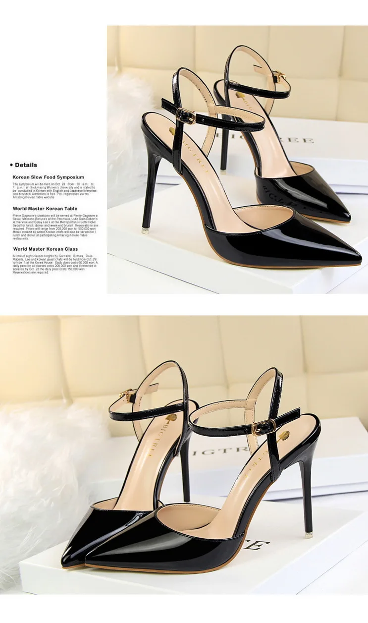 Shoes Fashion High Heels Shoes Patent Leather Woman Pumps Sexy Women Heels Blue Sliver Stiletto Heels Women Sandals