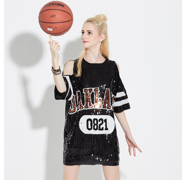 Summer Adult Stage Wear Letters Performance Wear round Neck Pullover Mid Length Costume