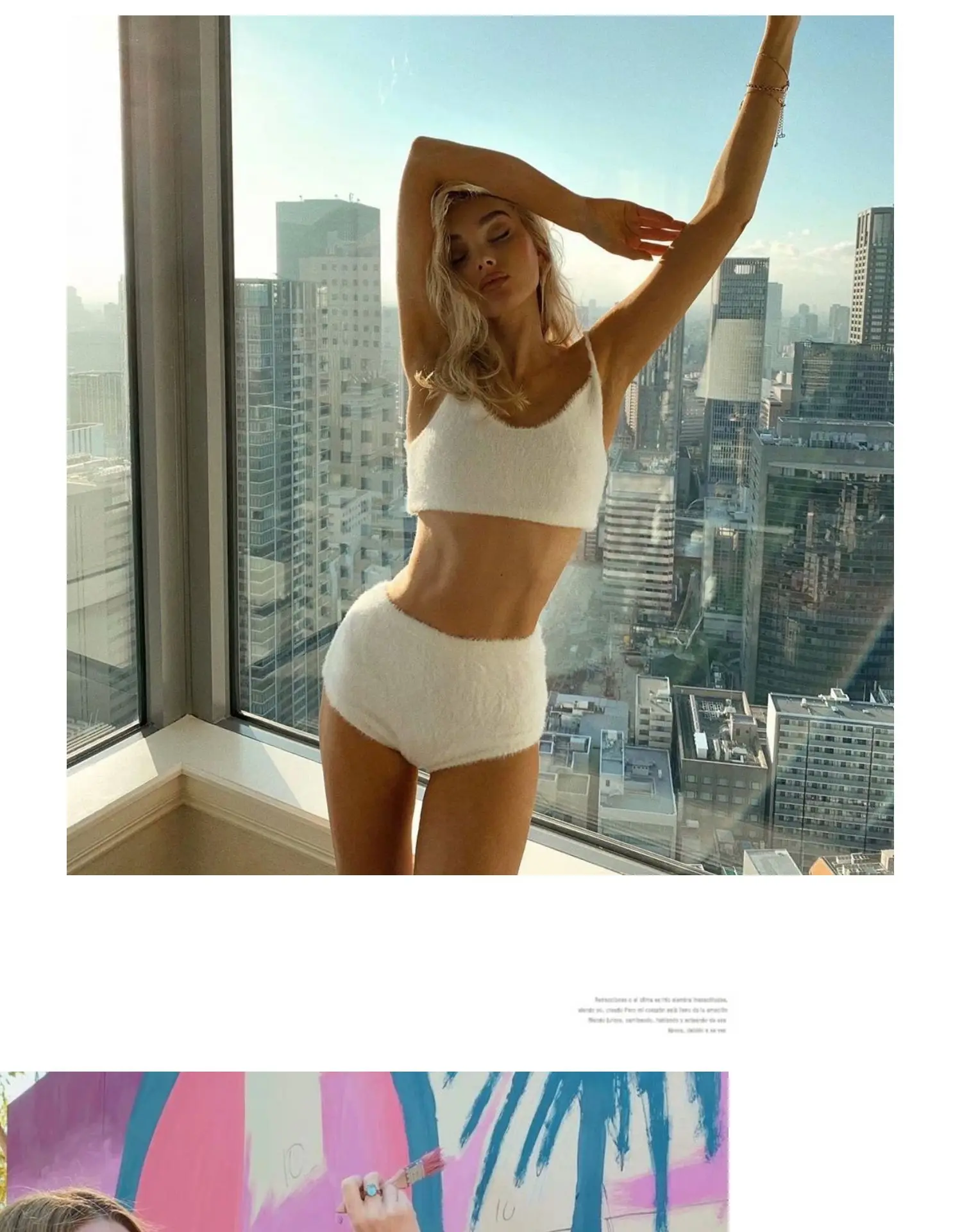 Women's 3-piece Set Korea Style White Cardigan Furry Single-breasted Button Tank Top Knitted Sweater Jumper Shorts Pants Set