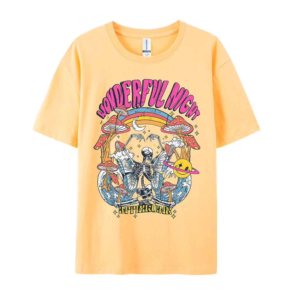 Dancing Skull Printed Female T-Shirts Cool Comfortable Tshirts Casual Fashion Funny Tee Shirts Hip Hop Oversized Women Tops