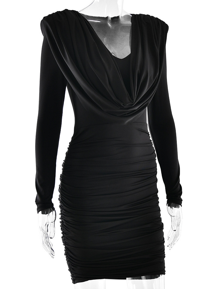 Modern Ruched Mini Dress With Deep V Neck For Women 2026